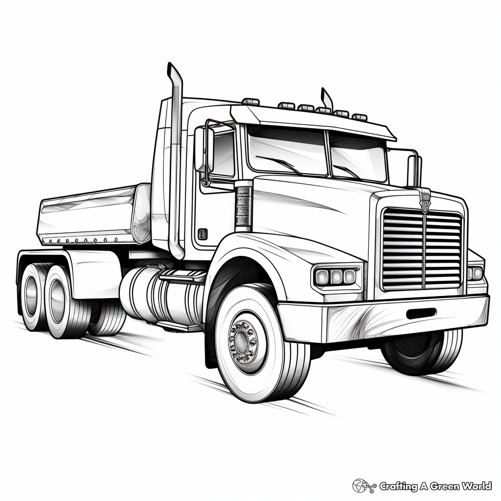 Realistic Heavy Truck Coloring Pages for Adults 3