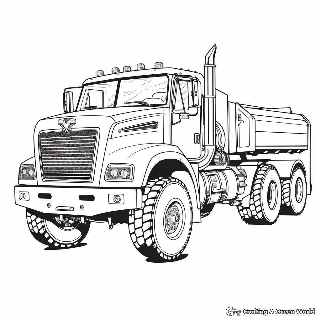 Realistic Heavy Truck Coloring Pages for Adults 4
