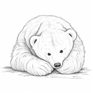 Realistic Hibernating Polar Bear Coloring Pages 4
