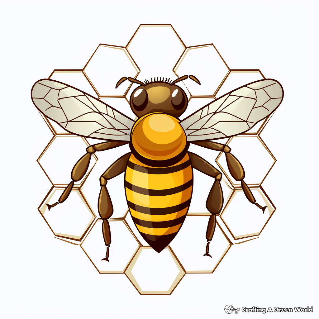 Realistic Honeycomb and Bee Coloring Pages 3