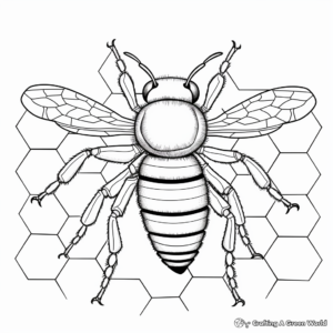 Realistic Honeycomb and Bee Coloring Pages 4