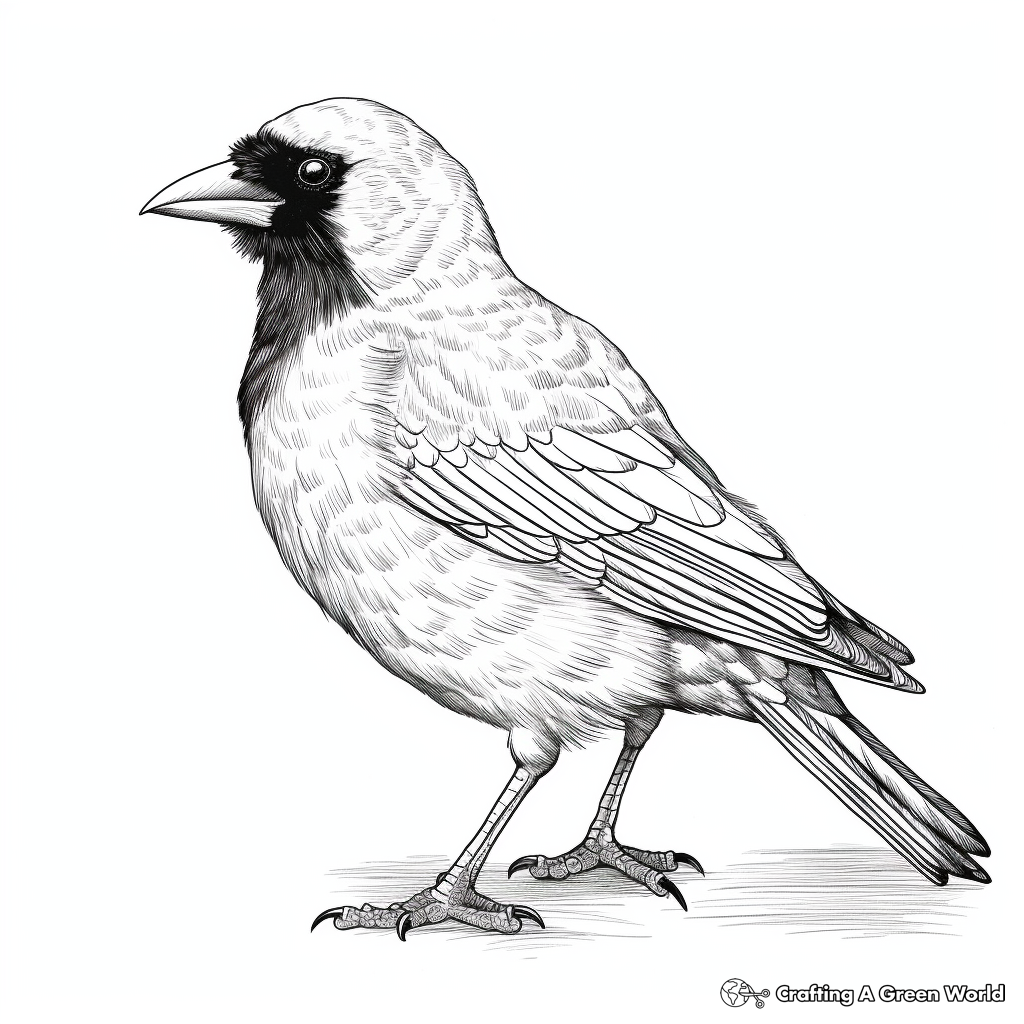 Realistic Hooded Crow Coloring Sheets 1
