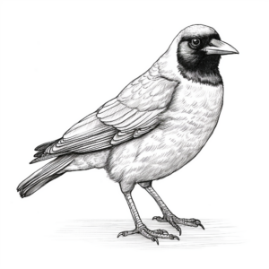 Realistic Hooded Crow Coloring Sheets 3