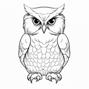 Realistic Horned Owl Coloring Pages 4