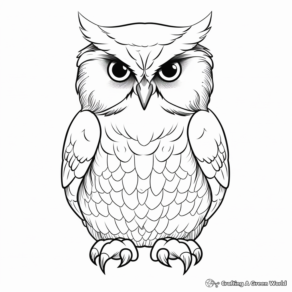 Realistic Horned Owl Coloring Pages 4
