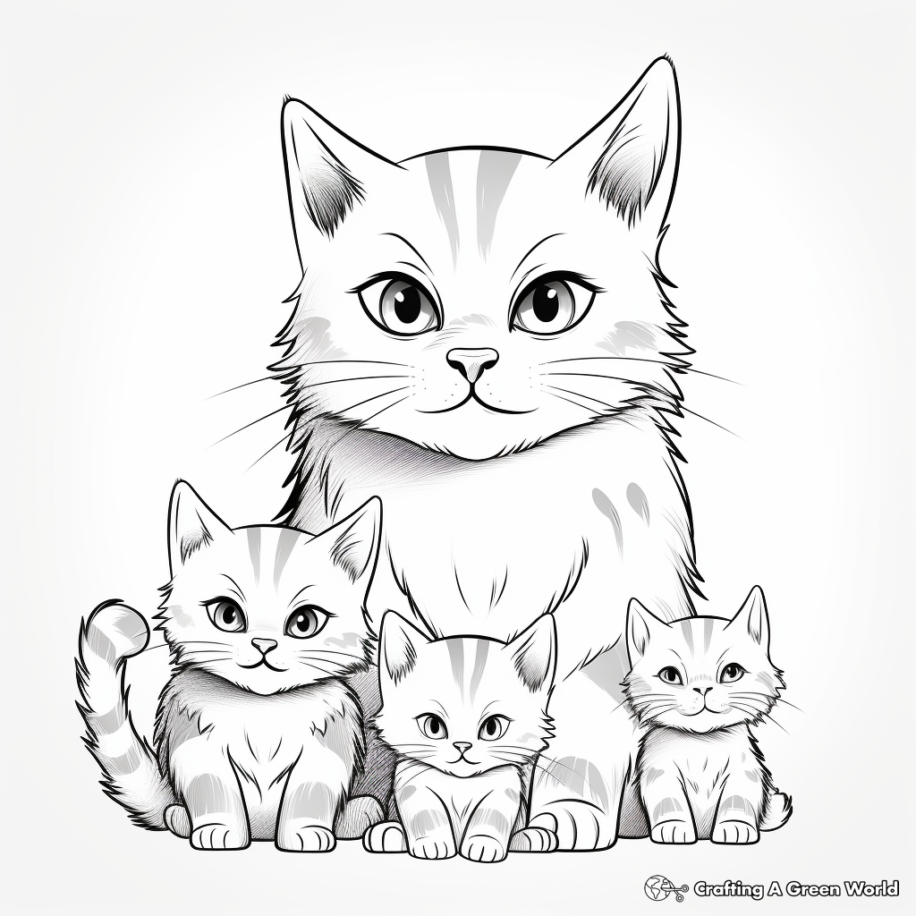 Realistic House Cat Pack Coloring Sheets 1