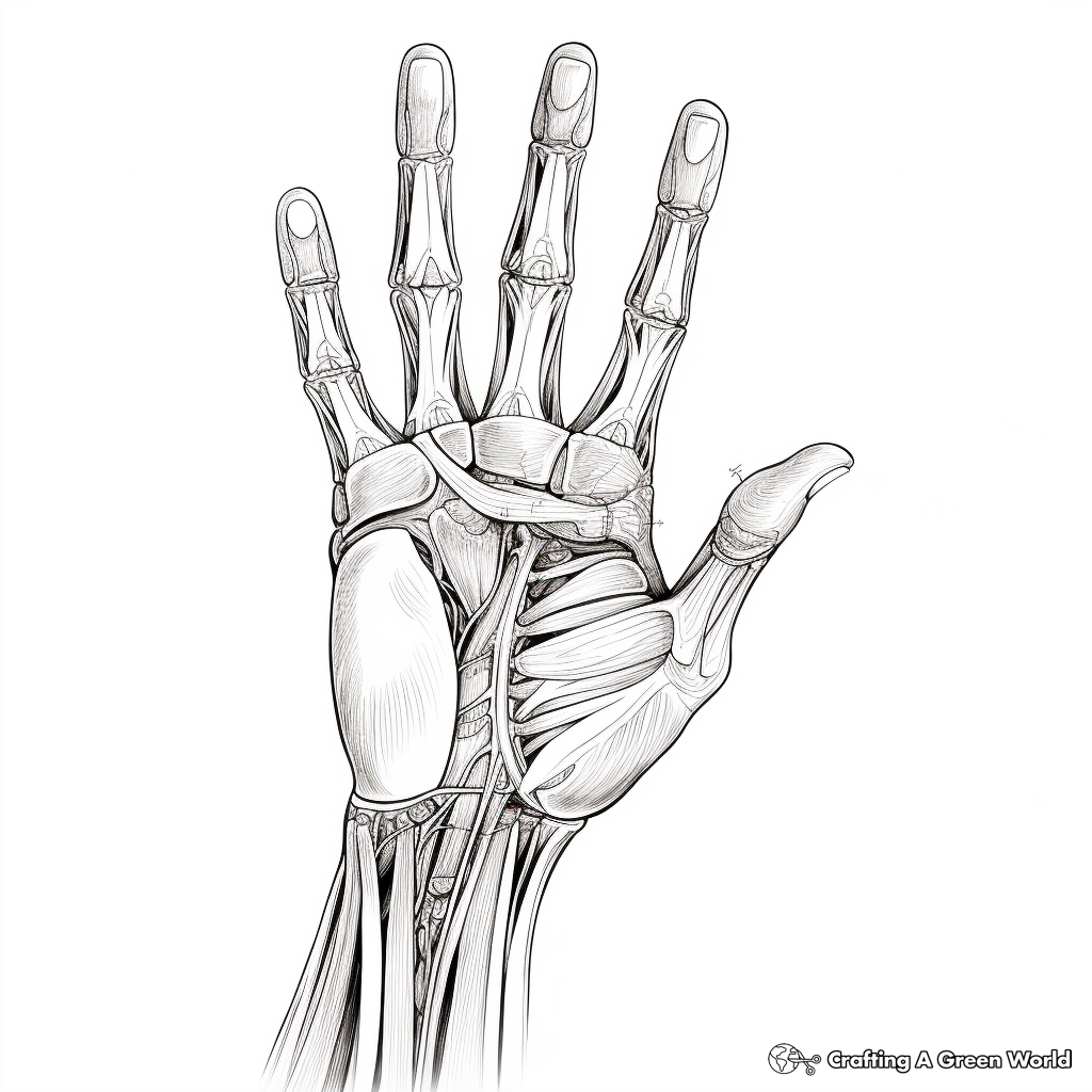 Realistic Human Hand Anatomy Coloring Pages 3