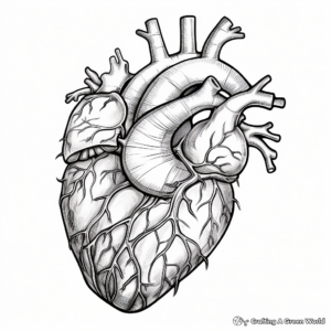 Realistic Human Heart Coloring Page 1
