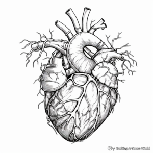 Realistic Human Heart Coloring Page 2