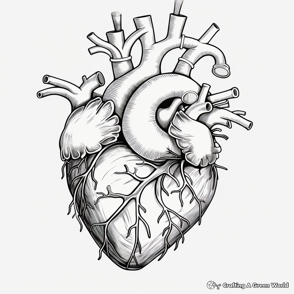 Realistic Human Heart Coloring Page 4