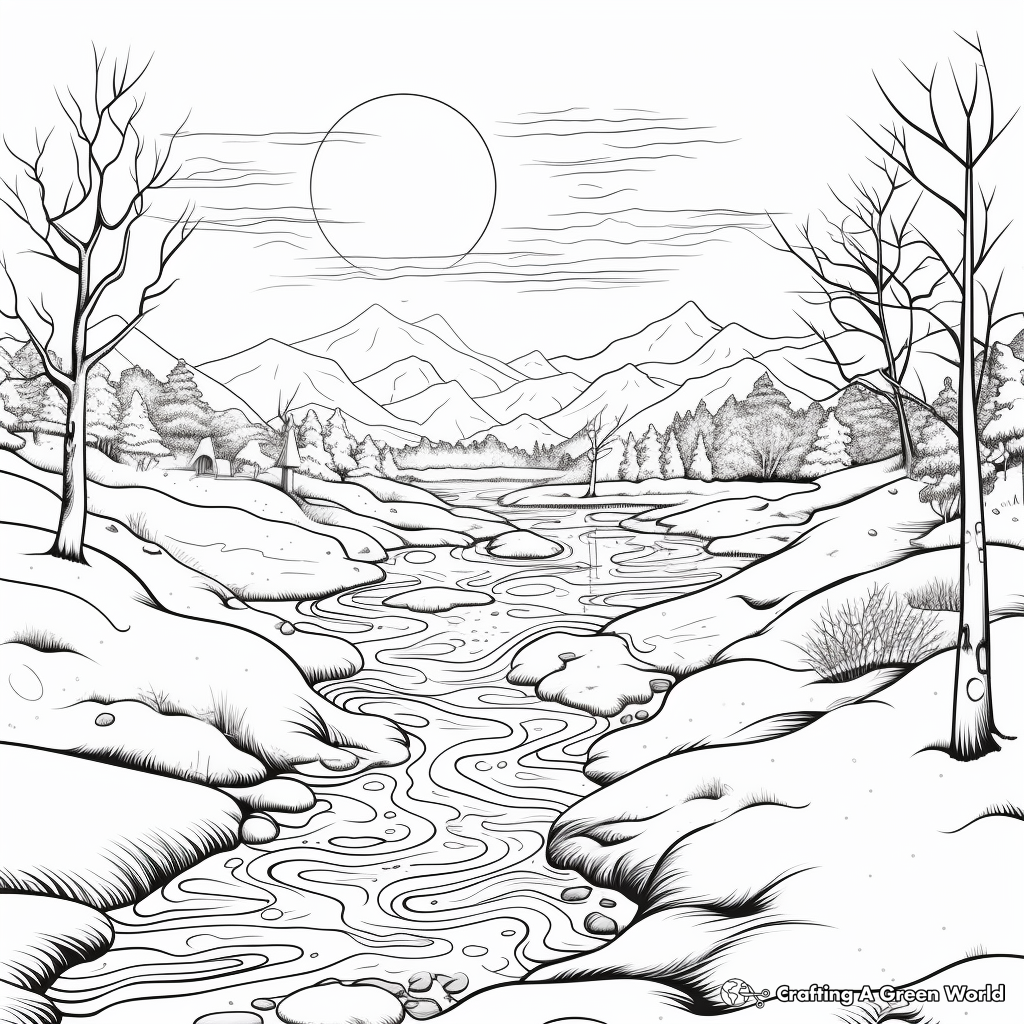 Realistic Icy Landscapes Coloring Sheets 3