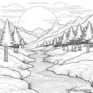 Realistic Icy Landscapes Coloring Sheets 4