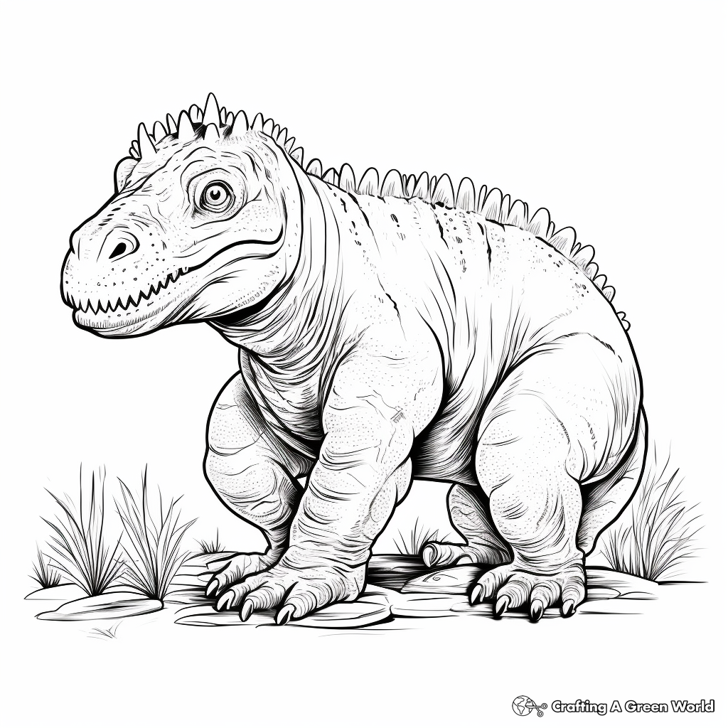Realistic Iguanodon Coloring Sheets 2