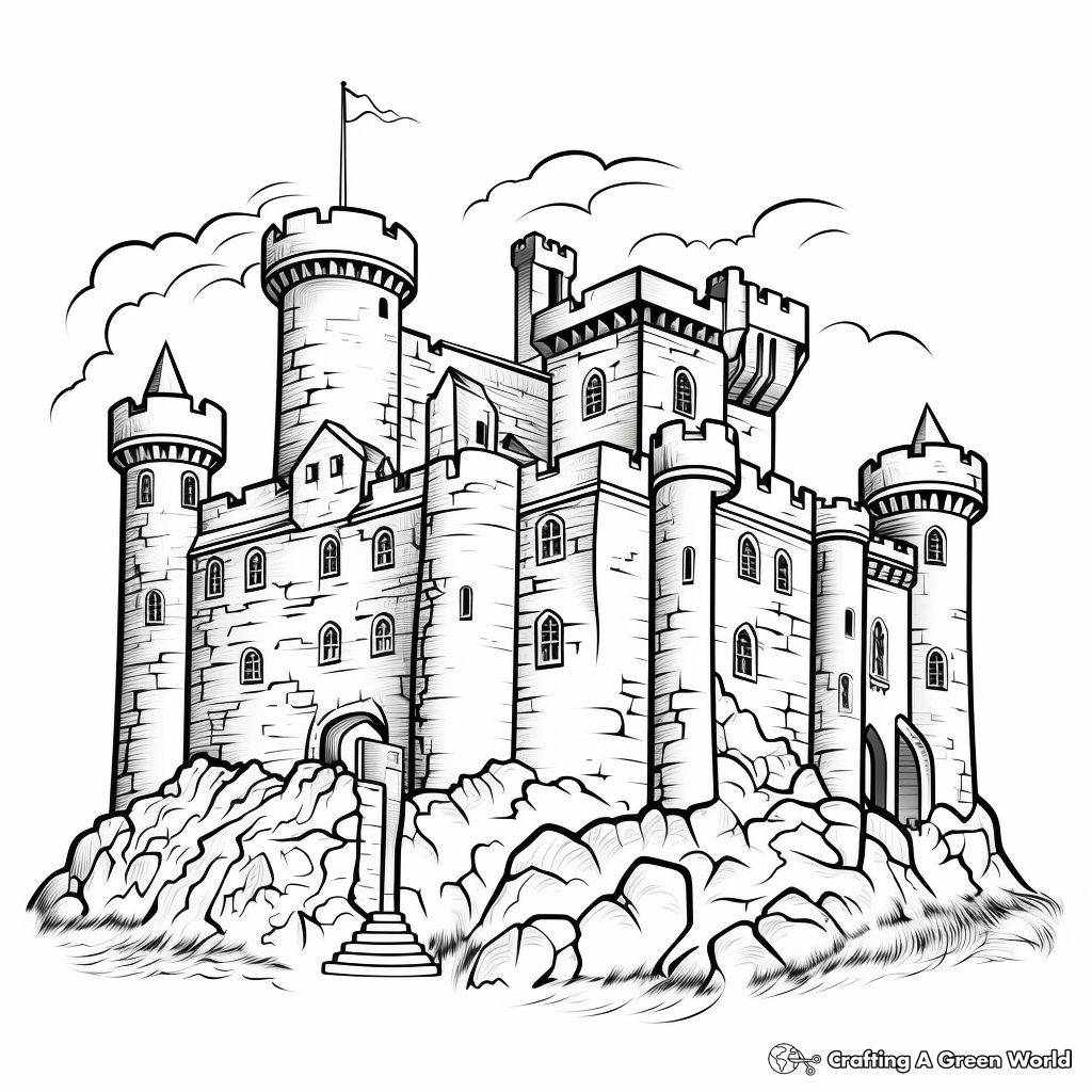 Realistic Irish Castle Coloring Pages 1