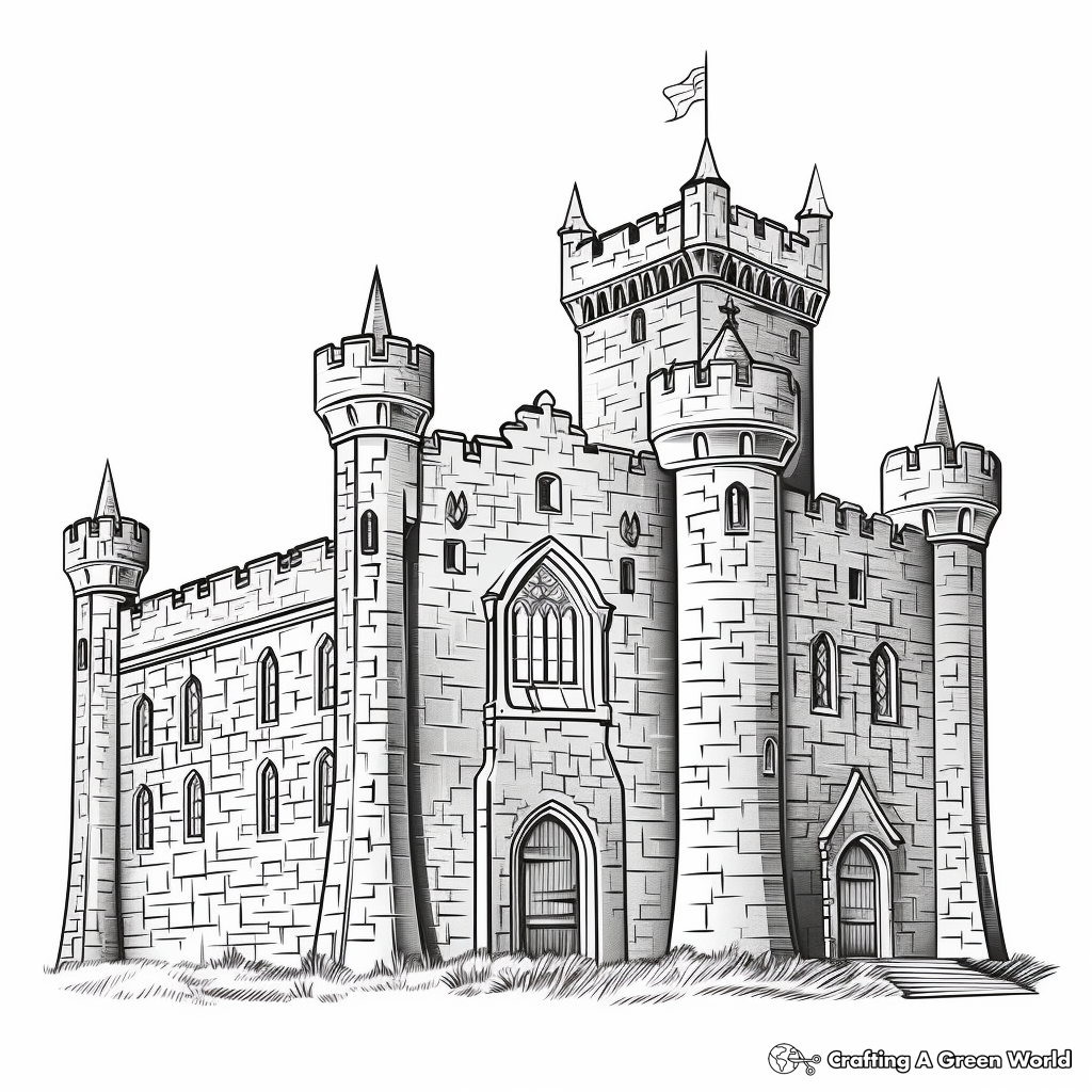 Realistic Irish Castle Coloring Pages 4