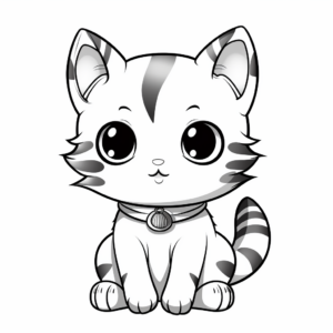 Realistic Kawaii Cat Coloring Pages 1