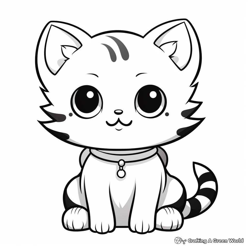 Realistic Kawaii Cat Coloring Pages 2