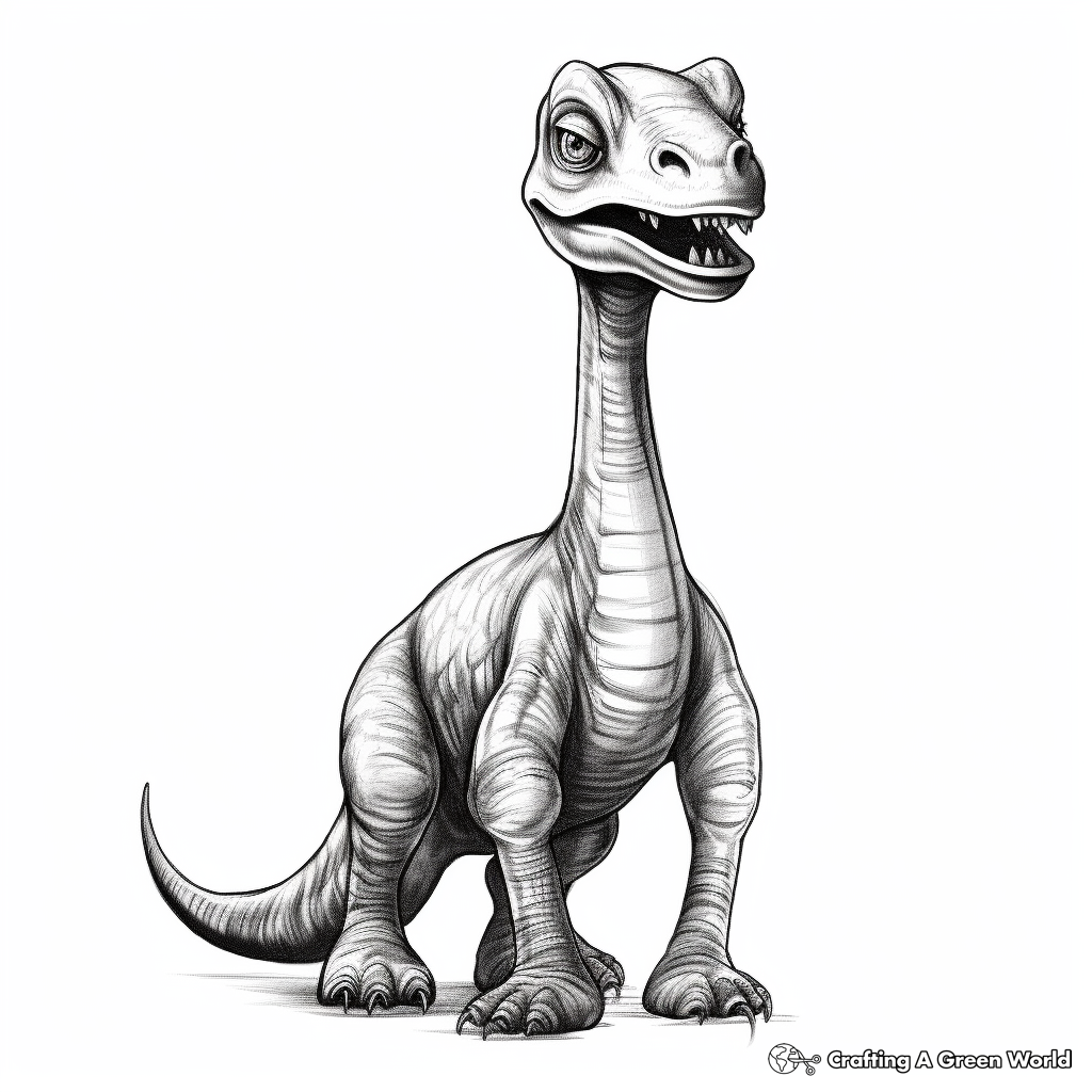 Realistic Little Brachiosaurus Dinosaur Coloring Sheets 2