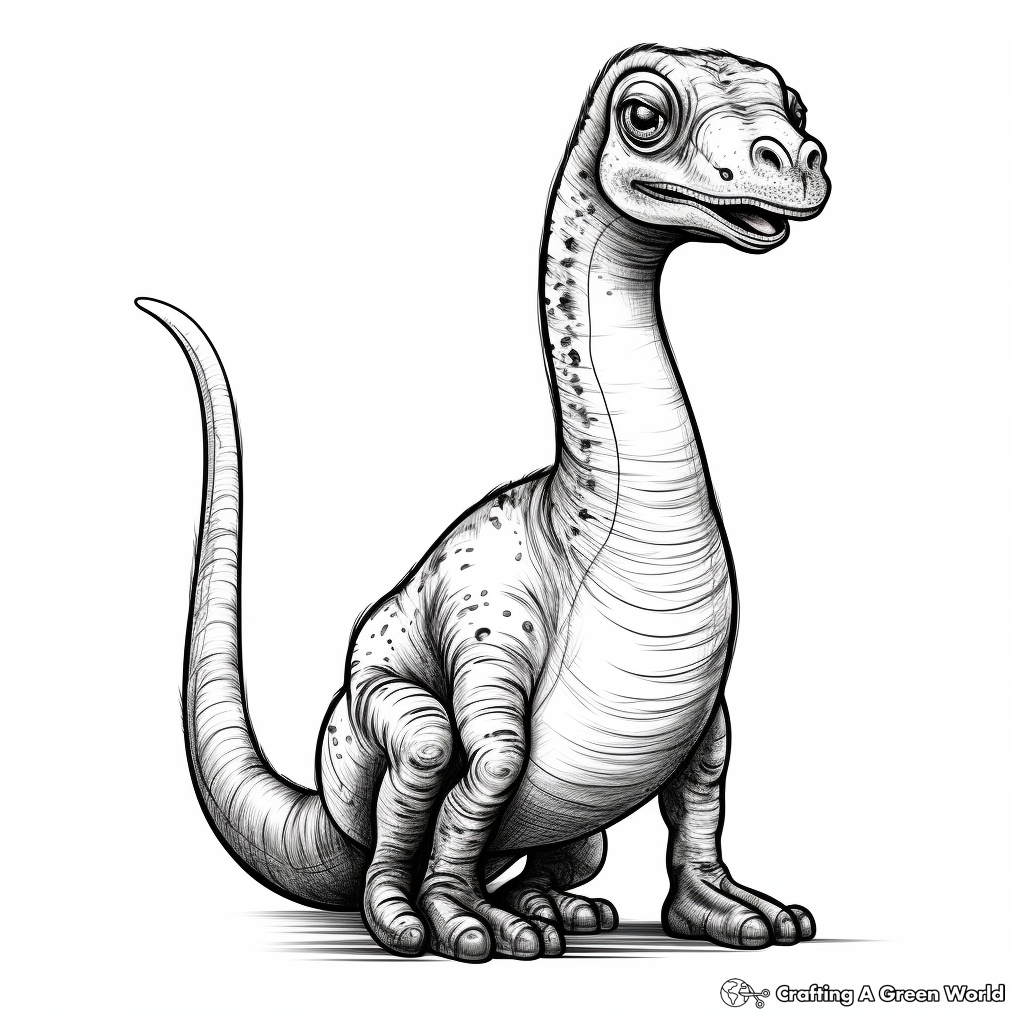 Realistic Little Brachiosaurus Dinosaur Coloring Sheets 3