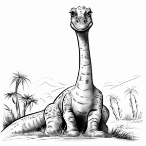 Realistic Little Brachiosaurus Dinosaur Coloring Sheets 4