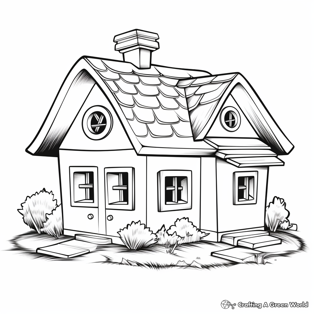 Realistic Log Cabin Bird House Coloring Pages 2