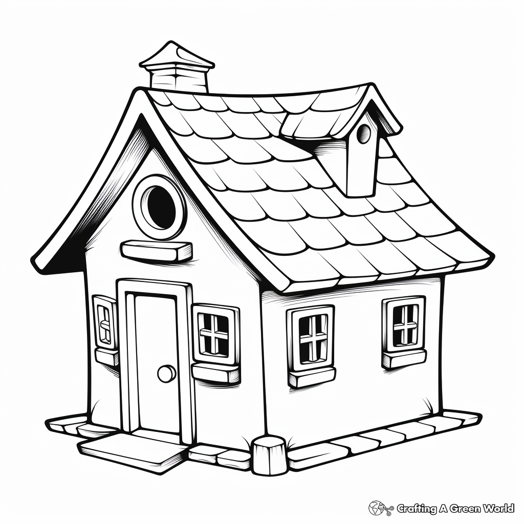 Realistic Log Cabin Bird House Coloring Pages 4