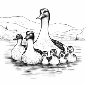 Realistic Loon Family Coloring Pages 1