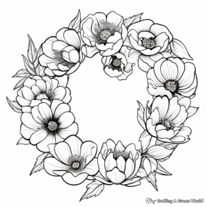 Realistic Lotus Wreath Coloring Sheets 1