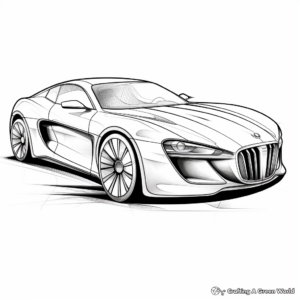 Realistic Luxury Sports Car Coloring Pages for Adults 1