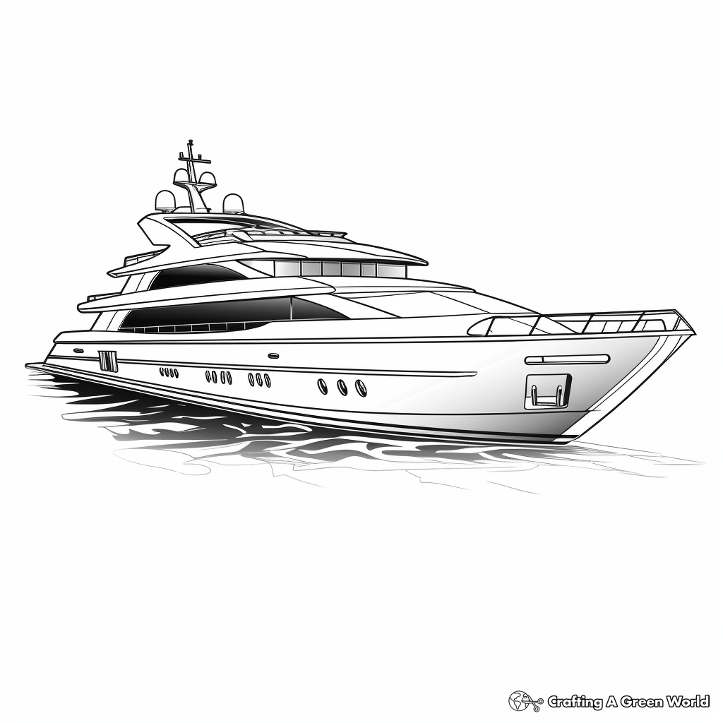 Realistic Luxury Yacht Coloring Sheets 1