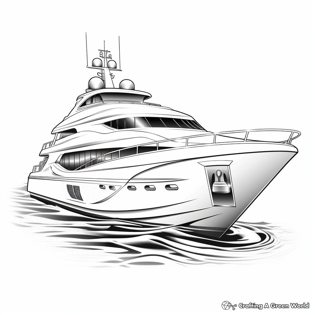 Realistic Luxury Yacht Coloring Sheets 2