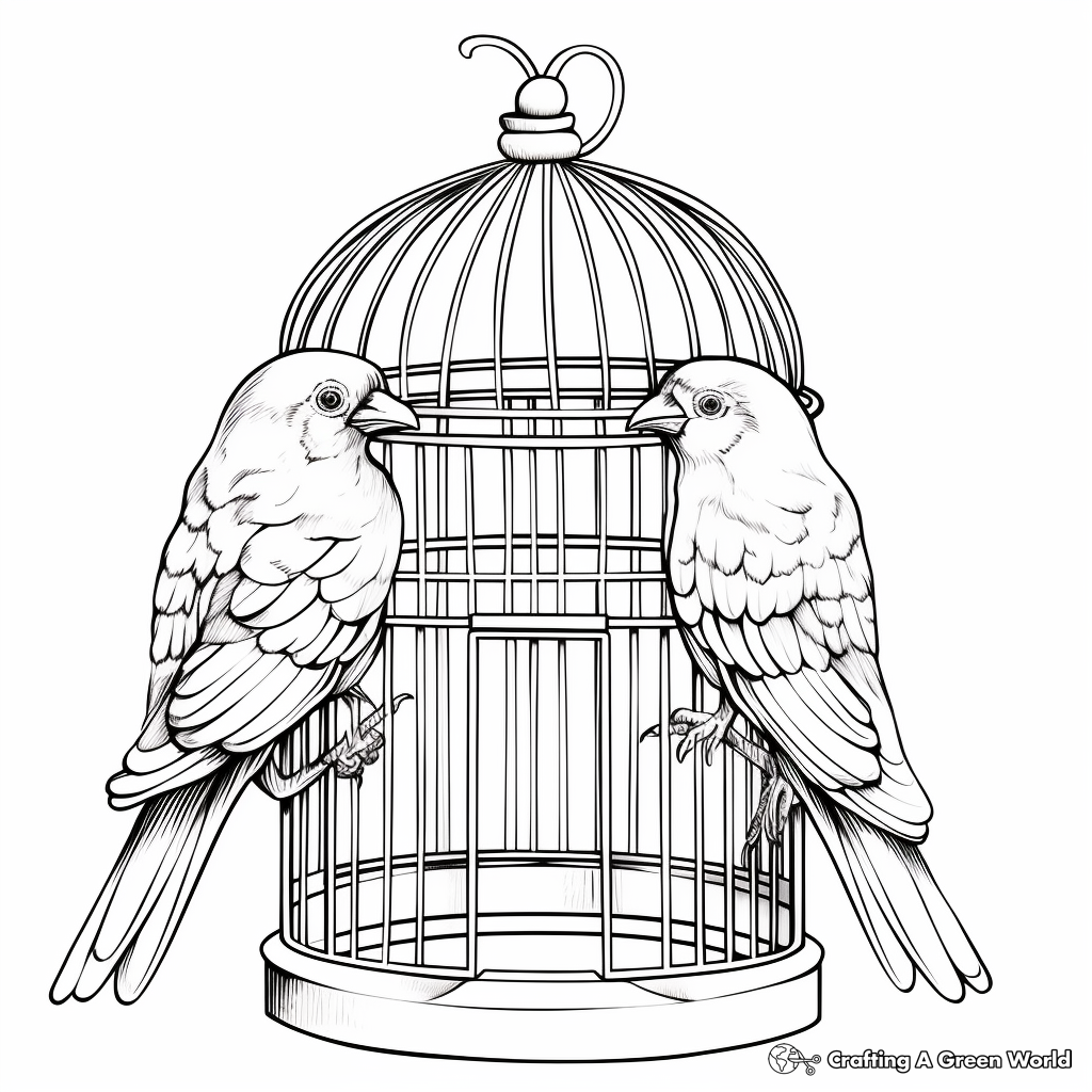 Realistic Macaw in Bird Cage Coloring Pages 3