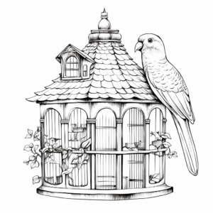 Realistic Macaw in Bird Cage Coloring Pages 4