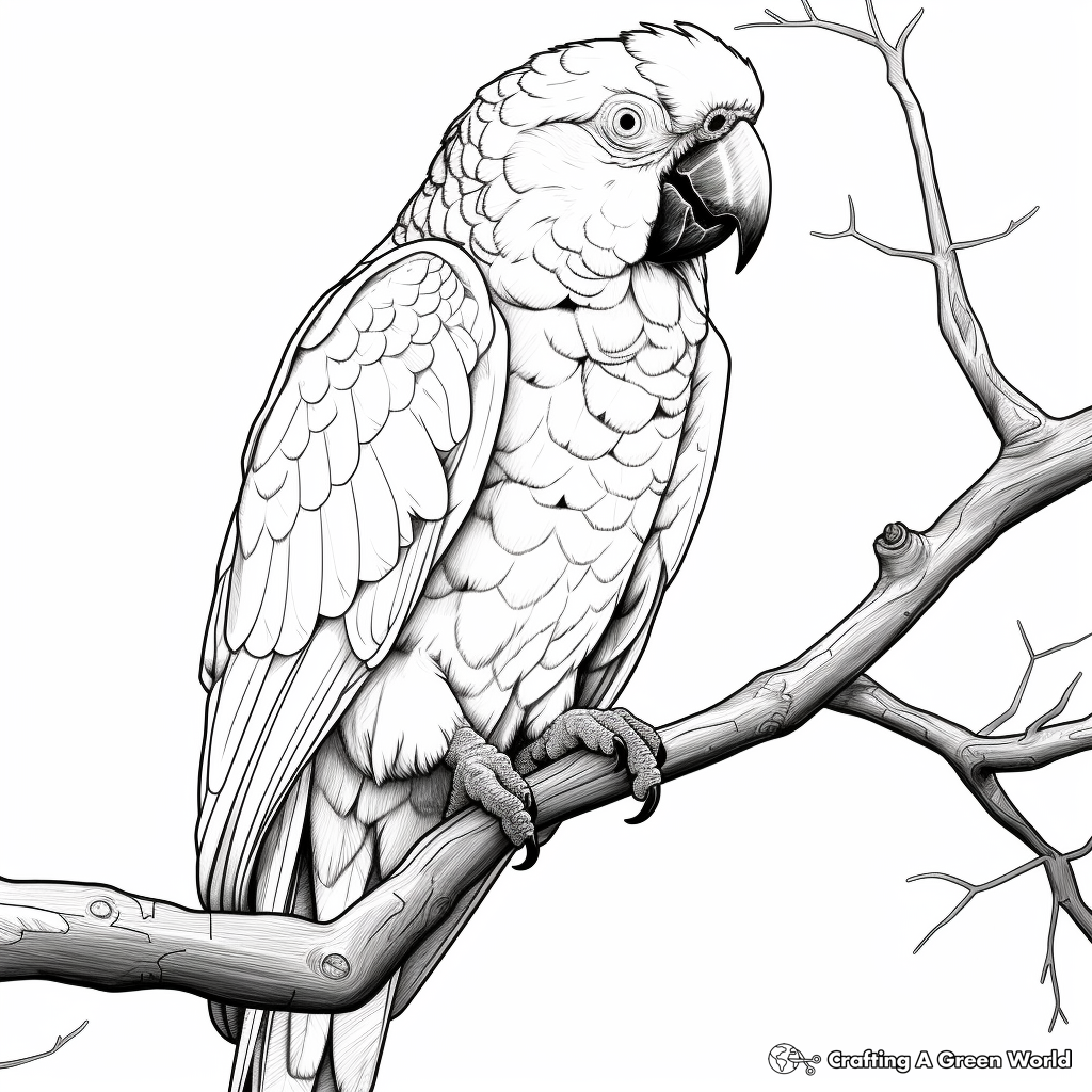 Realistic Macaw Parrot Coloring Pages 4
