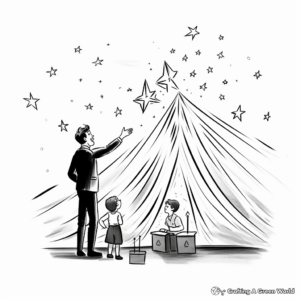 Realistic Magic Show Stage Coloring Pages 1