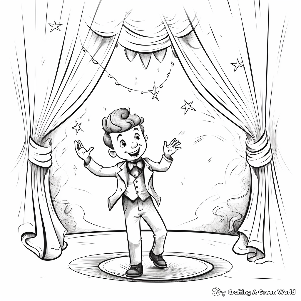 Realistic Magic Show Stage Coloring Pages 2