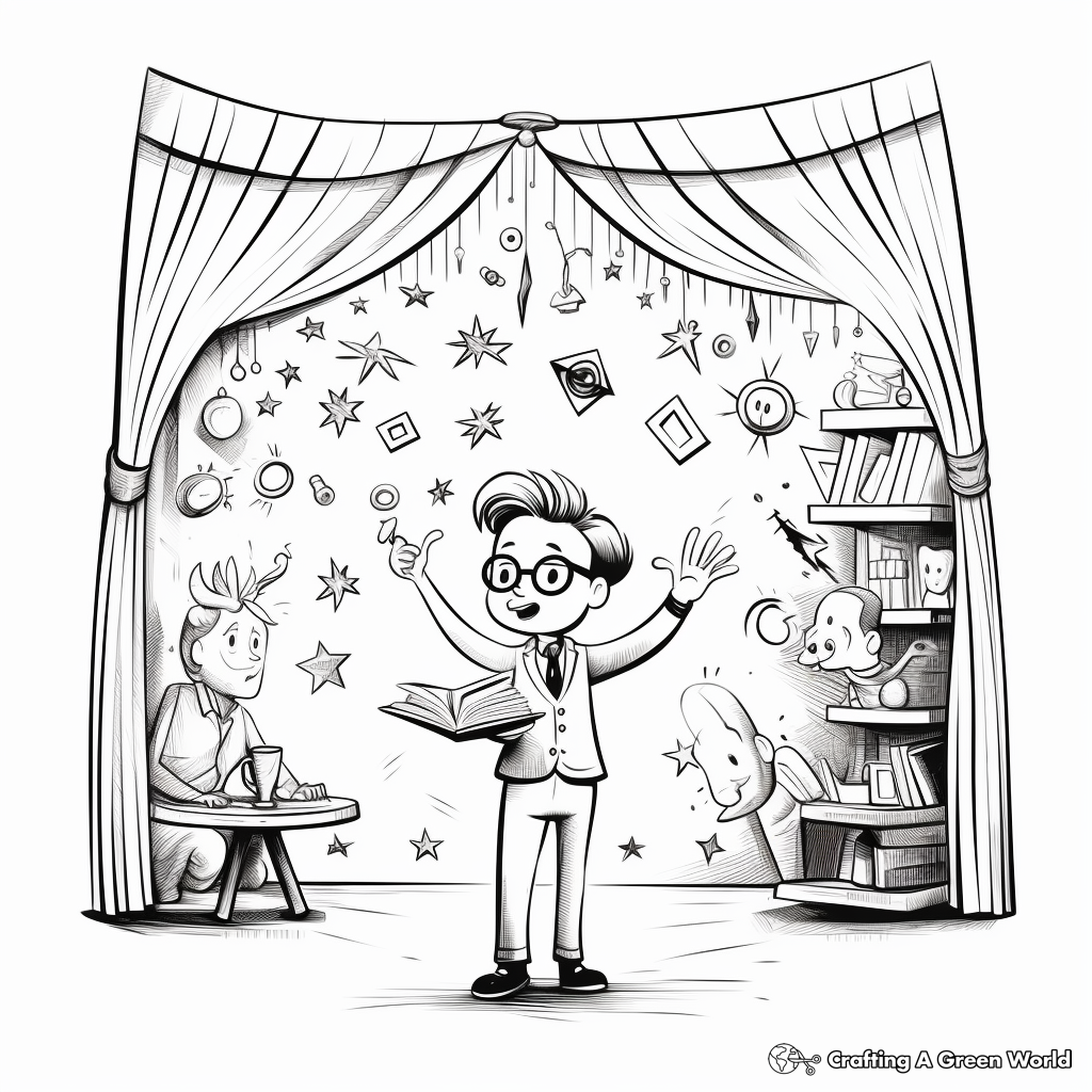 Realistic Magic Show Stage Coloring Pages 3