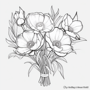 Realistic Magnolia Bouquet Coloring Sheets 1