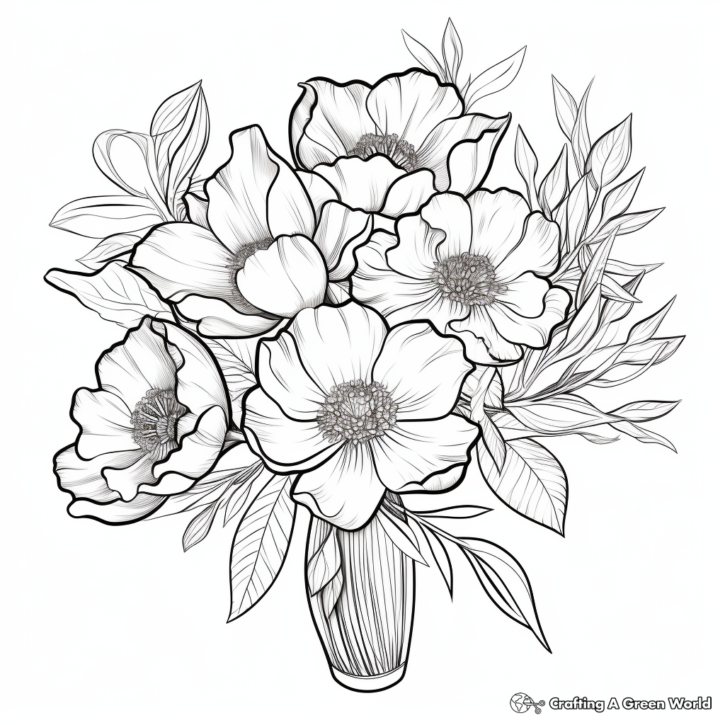 Realistic Magnolia Bouquet Coloring Sheets 3