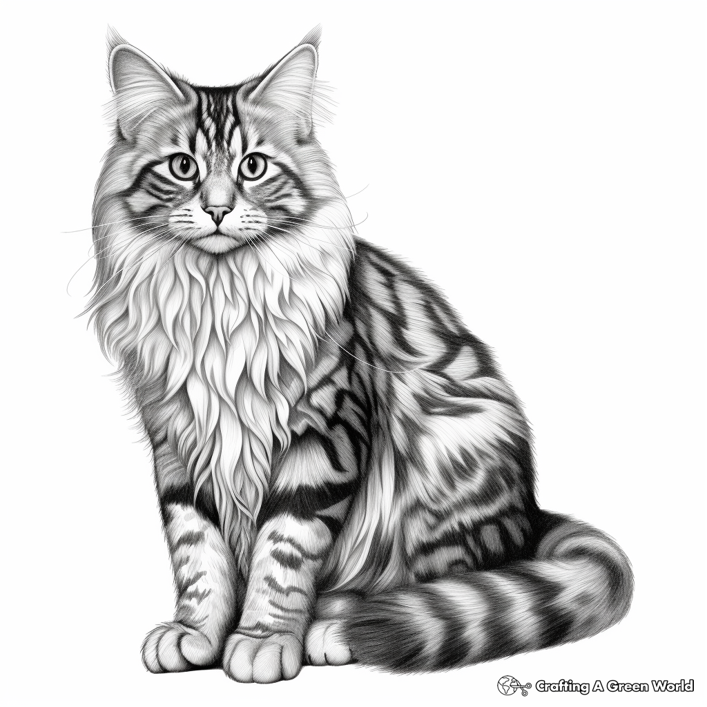 Realistic Maine Coon Coloring Sheets 1