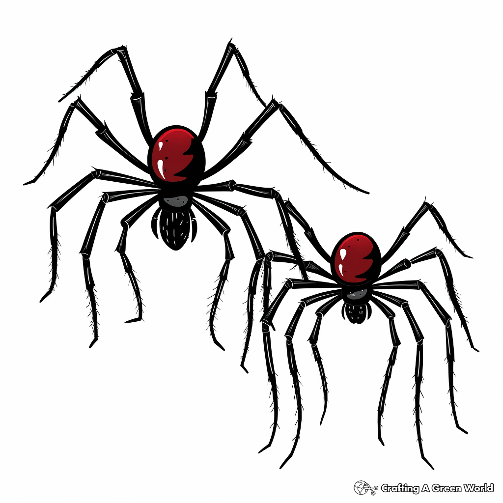 Realistic Male and Female Black Widow Coloring Sheets 3