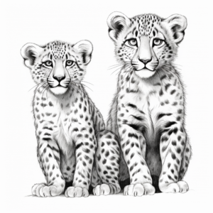 Realistic Male and Female Cheetahs Coloring Pages 1