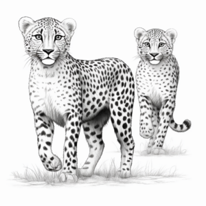 Realistic Male and Female Cheetahs Coloring Pages 2