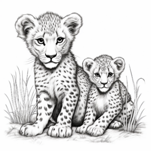 Realistic Male and Female Cheetahs Coloring Pages 3