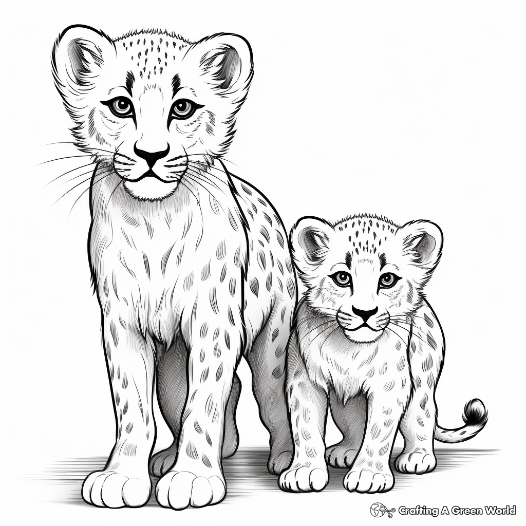Realistic Male and Female Cheetahs Coloring Pages 4