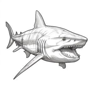 Realistic Megalodon Coloring Pages 1