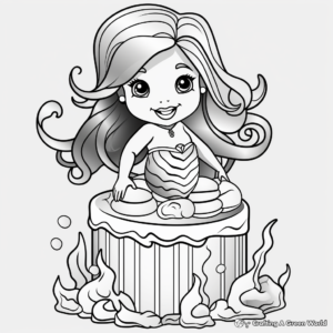 Realistic Mermaid Cake Coloring Pages 2