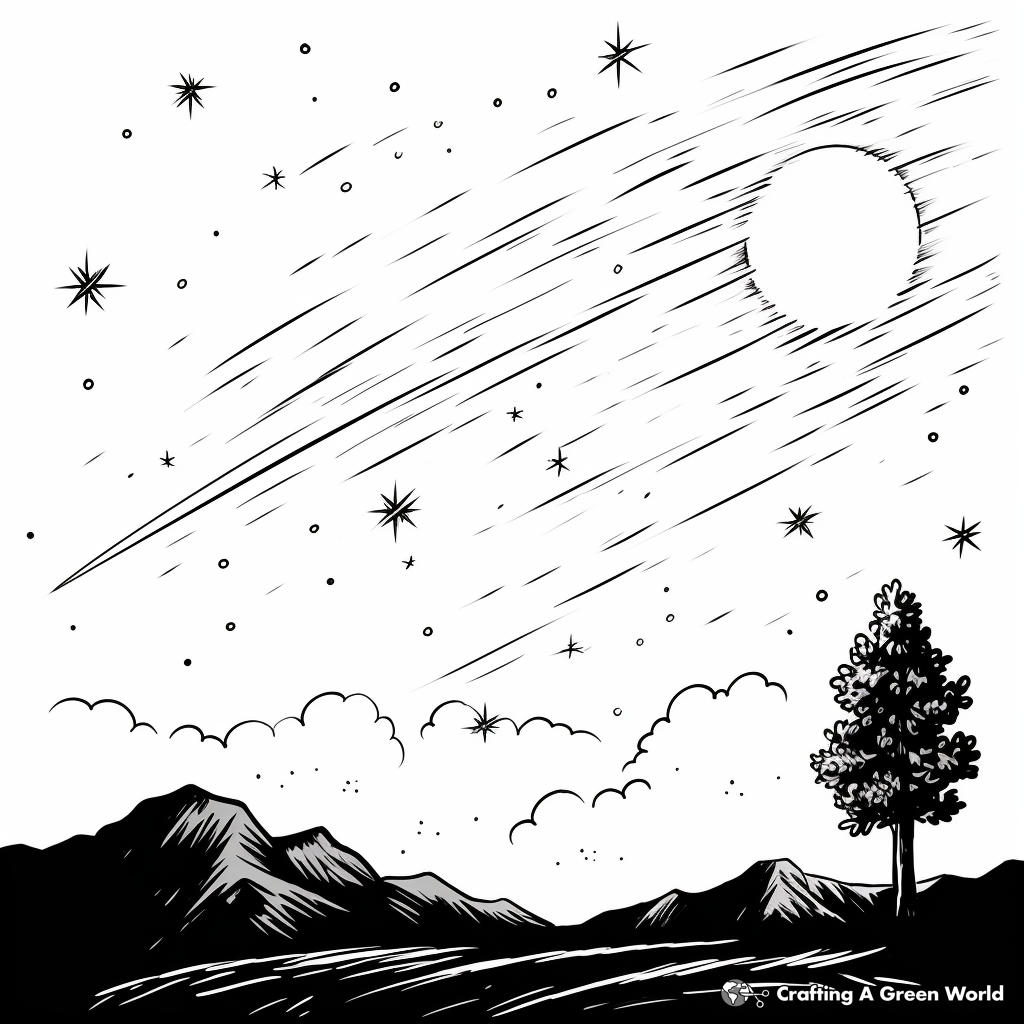 Realistic Meteor Shower Coloring Sheets 3