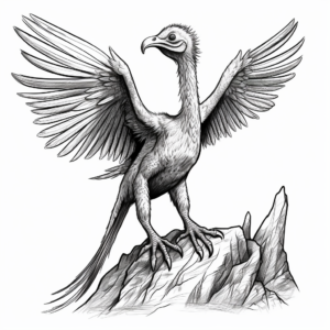 Realistic Microraptor Fossil Replica Coloring Pages 1
