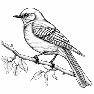 Realistic Mockingbird in Nature Coloring Sheets 2